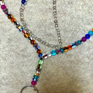 Multicolored Glass beaded ID Holder Lanyard